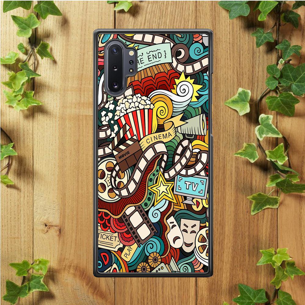 Doodle Movie Cinema Samsung Galaxy Note 10 Plus Case-Rubber / White (2D Case)-Xtracase