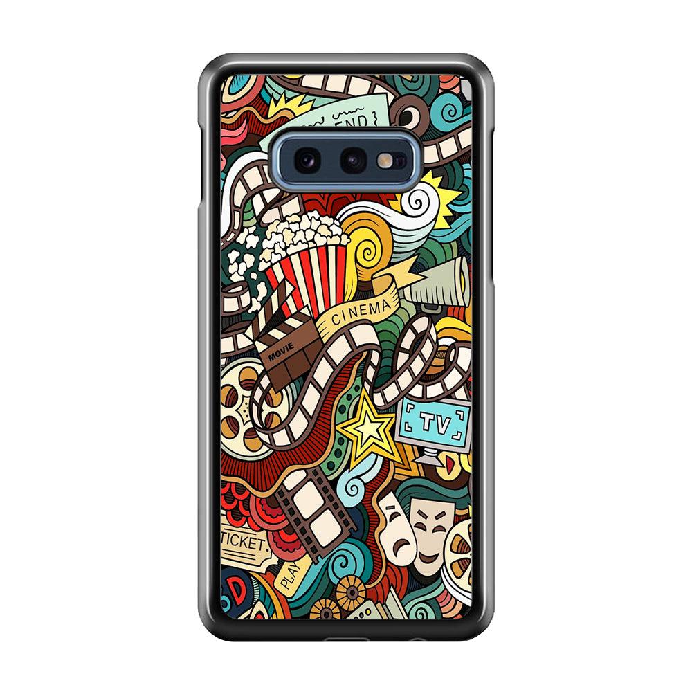 Doodle Movie Cinema Samsung Galaxy S10E Case-Rubber / White (2D Case)-Xtracase