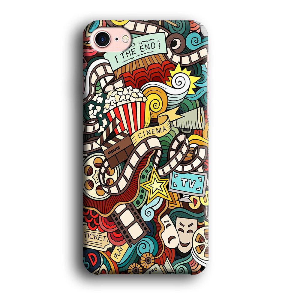 Doodle Movie Cinema iPhone 7 Case-Plastic / Full Wrap (3D Case)-Xtracase