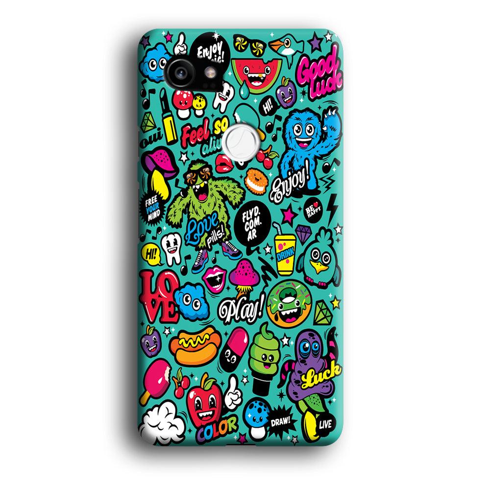 Doodle Art 007 Google Pixel 2 XL 3D Case-Xtracase