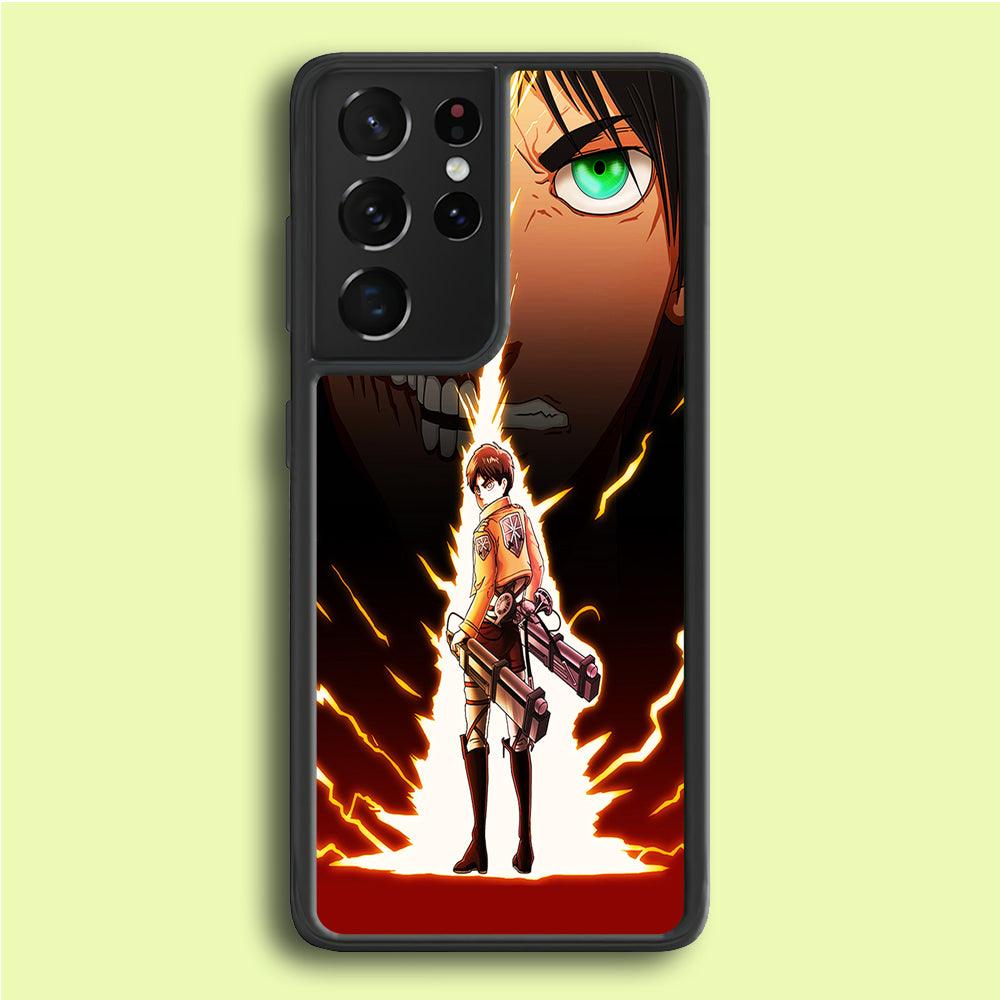 Eren Jeager Titan Shifter Samsung Galaxy S25 Ultra Case-Rubber / Black (2D Case)-Xtracase