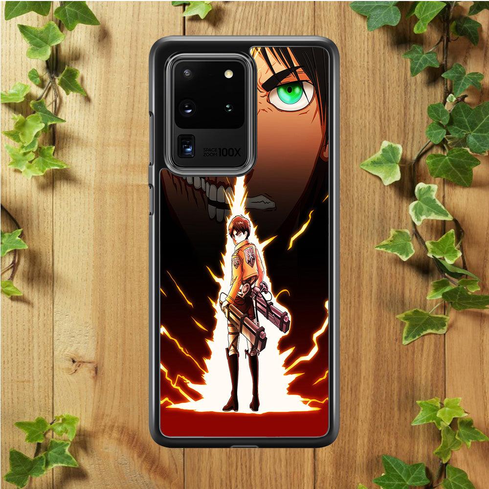 Eren Jeager Titan Shifter Samsung Galaxy S20 Ultra Case-Rubber / White (2D Case)-Xtracase