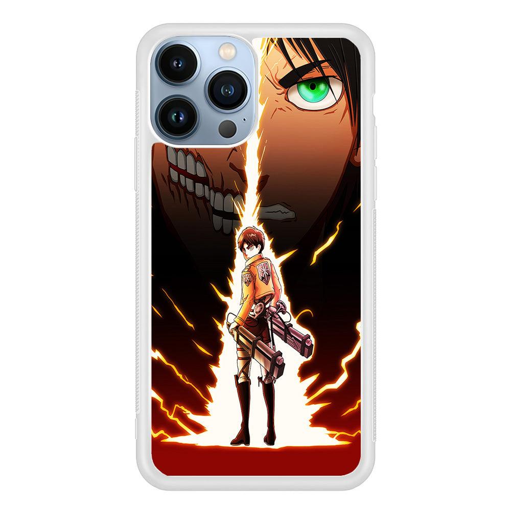Eren Jeager Titan Shifter iPhone 13 Pro Case-Rubber / White (2D Case)-Xtracase