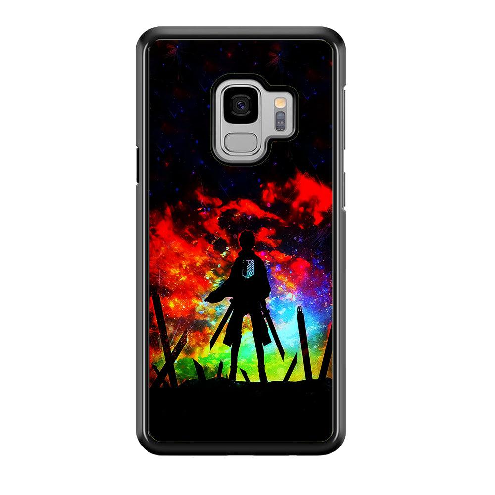 Eren Silhouette Shingeki No Kyojin Samsung Galaxy S9 Case-Rubber / Black (2D Case)-Xtracase