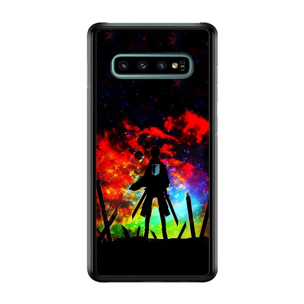 Eren Silhouette Shingeki No Kyojin Samsung Galaxy S10 Plus Case-Rubber / Black (2D Case)-Xtracase