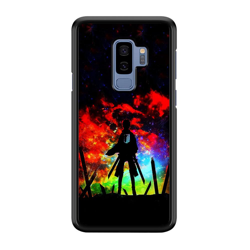 Eren Silhouette Shingeki No Kyojin Samsung Galaxy S9 Plus Case-Rubber / White (2D Case)-Xtracase