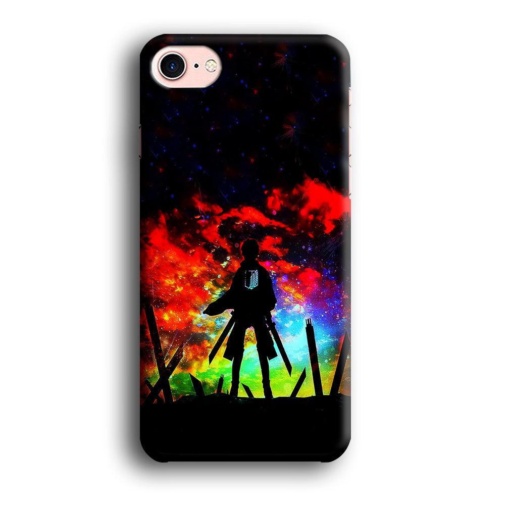 Eren Silhouette Shingeki No Kyojin iPhone 8 Case-Plastic / Full Wrap (3D Case)-Xtracase