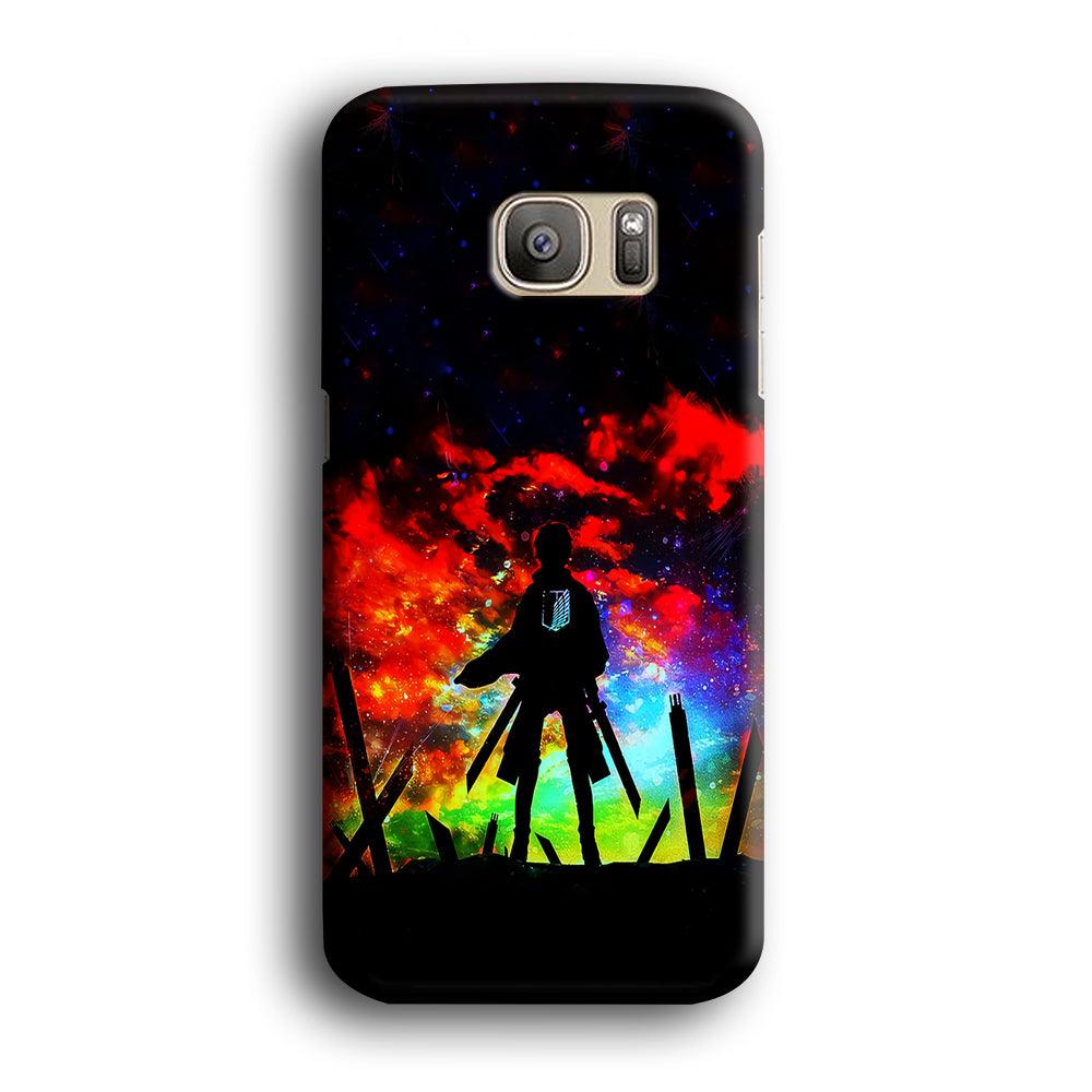 Eren Silhouette Shingeki No Kyojin Samsung Galaxy S7 Edge Case-Plastic / Full Wrap (3D Case)-Xtracase