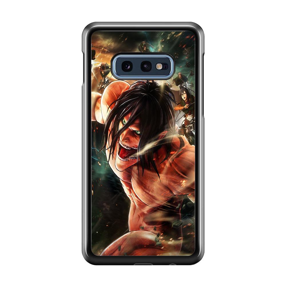 Eren and Survey Corps Team Samsung Galaxy S10E Case-Rubber / White (2D Case)-Xtracase