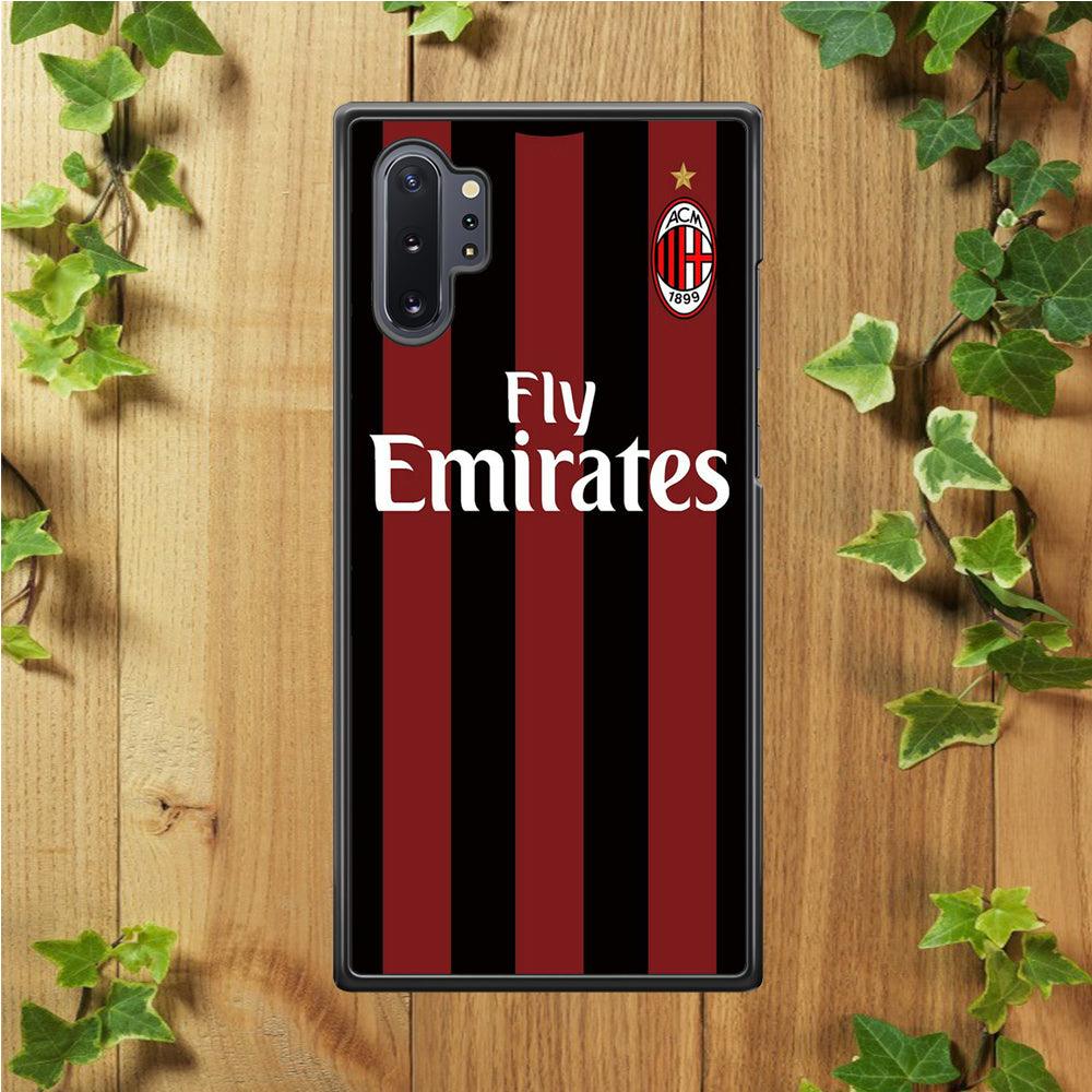 FB AC Milan Jersey Samsung Galaxy Note 10 Plus Case-Rubber / White (2D Case)-Xtracase