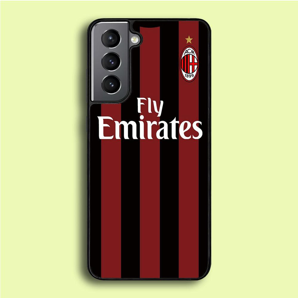 FB AC Milan Jersey Samsung Galaxy S21 Plus Case-Rubber / Black (2D Case)-Xtracase