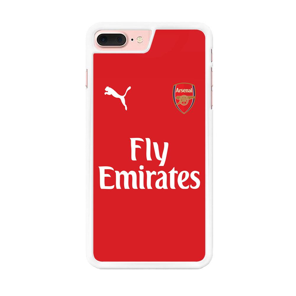 FB Arsenal Jersey iPhone 8 Plus Case-Rubber / White (2D Case)-Xtracase