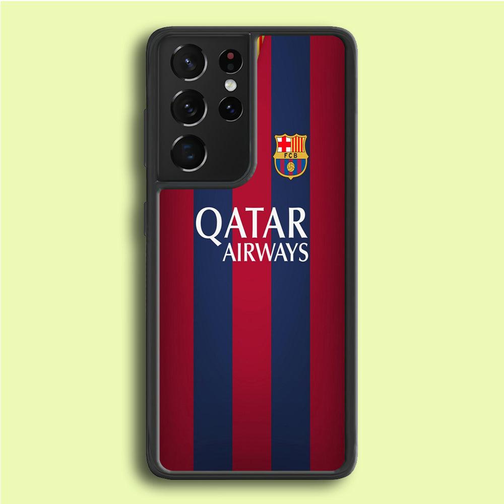 FB Barcelona Jersey Samsung Galaxy S21 Ultra Case-Rubber / Black (2D Case)-Xtracase