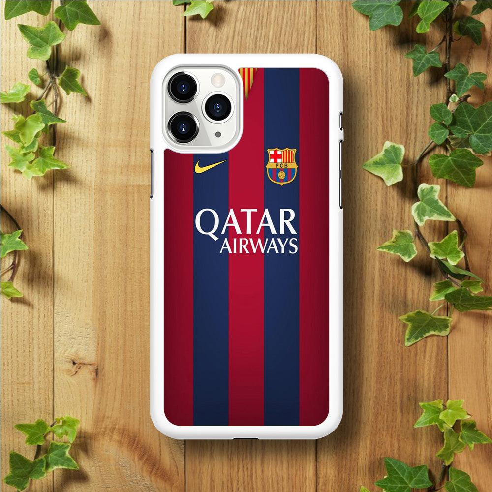 FB Barcelona Jersey iPhone 11 Pro Case-Rubber / White (2D Case)-Xtracase
