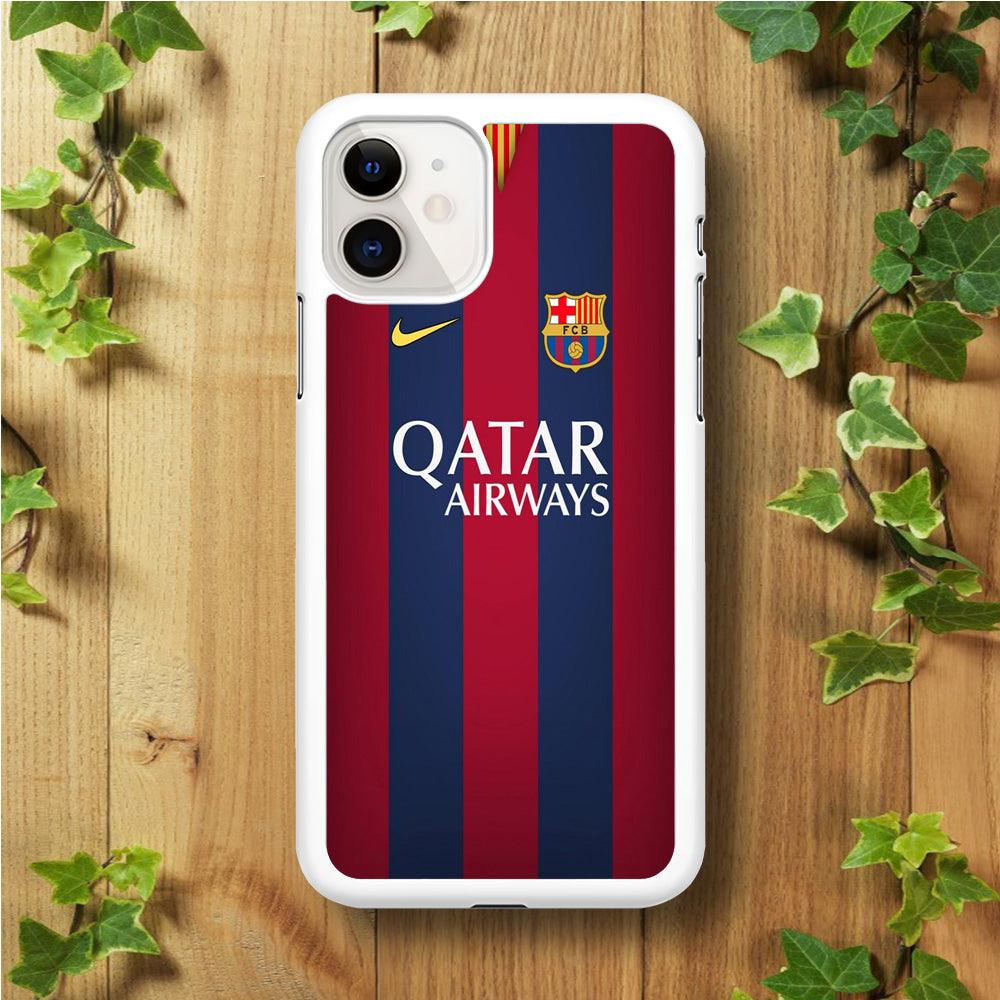 FB Barcelona Jersey iPhone 11 Case-Rubber / White (2D Case)-Xtracase