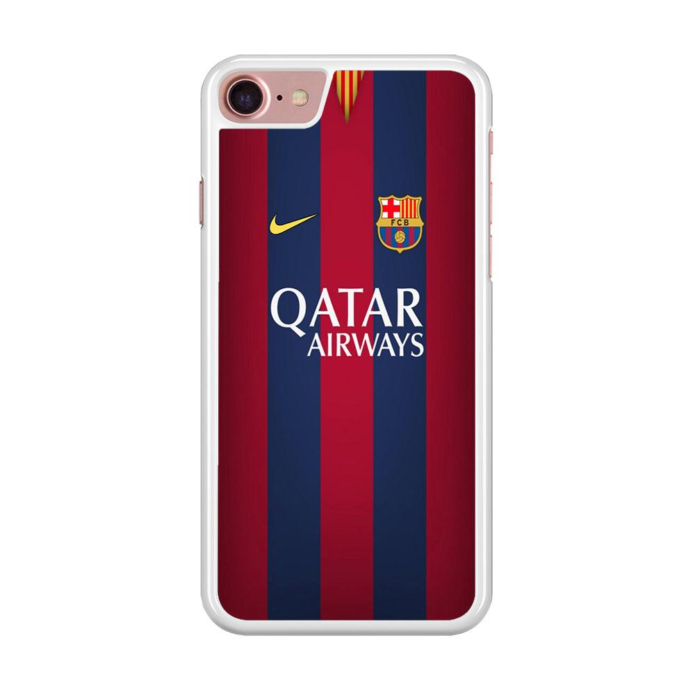 FB Barcelona Jersey iPhone 8 Case-Rubber / White (2D Case)-Xtracase