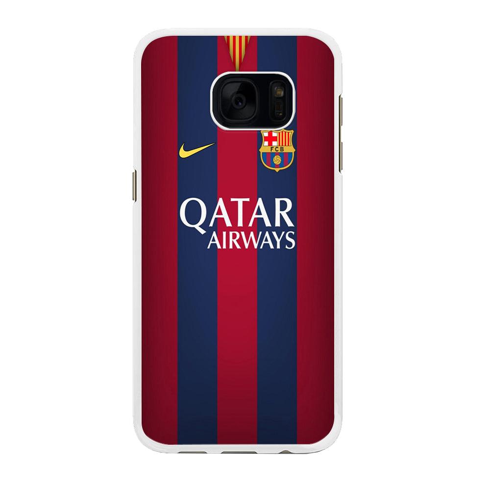 FB Barcelona Jersey Samsung Galaxy S7 Edge Case-Rubber / White (2D Case)-Xtracase