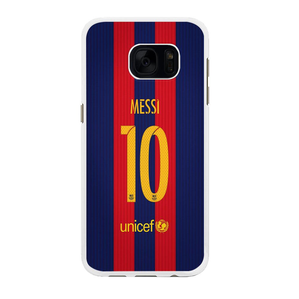 FB Messi Jersey Samsung Galaxy S7 Edge Case-Rubber / White (2D Case)-Xtracase