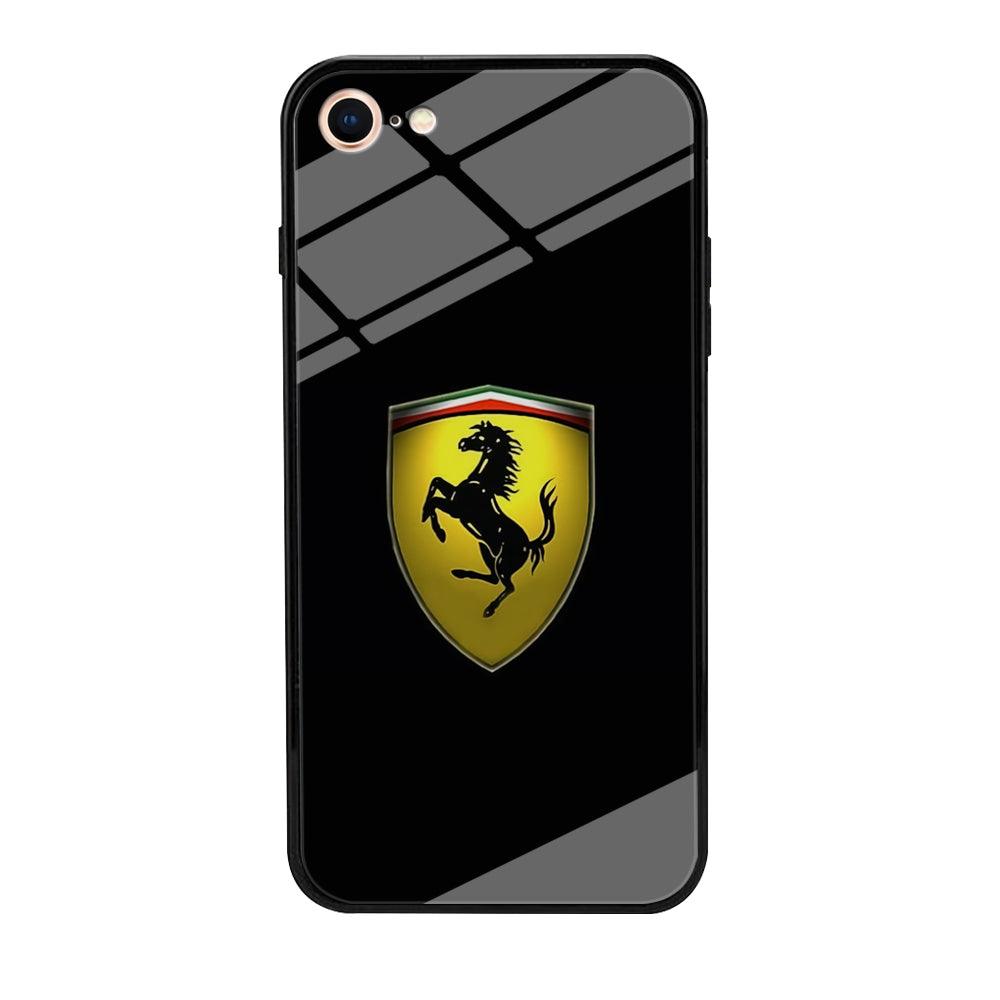Ferrari Logo Black iPhone 8 Case-Tempered Glass Case-Xtracase