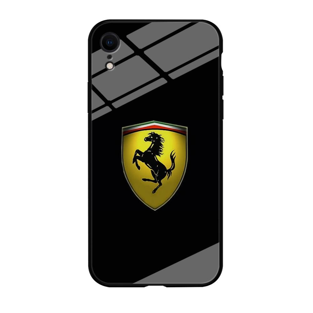 Ferrari Logo Black iPhone XR Case-Tempered Glass Case-Xtracase