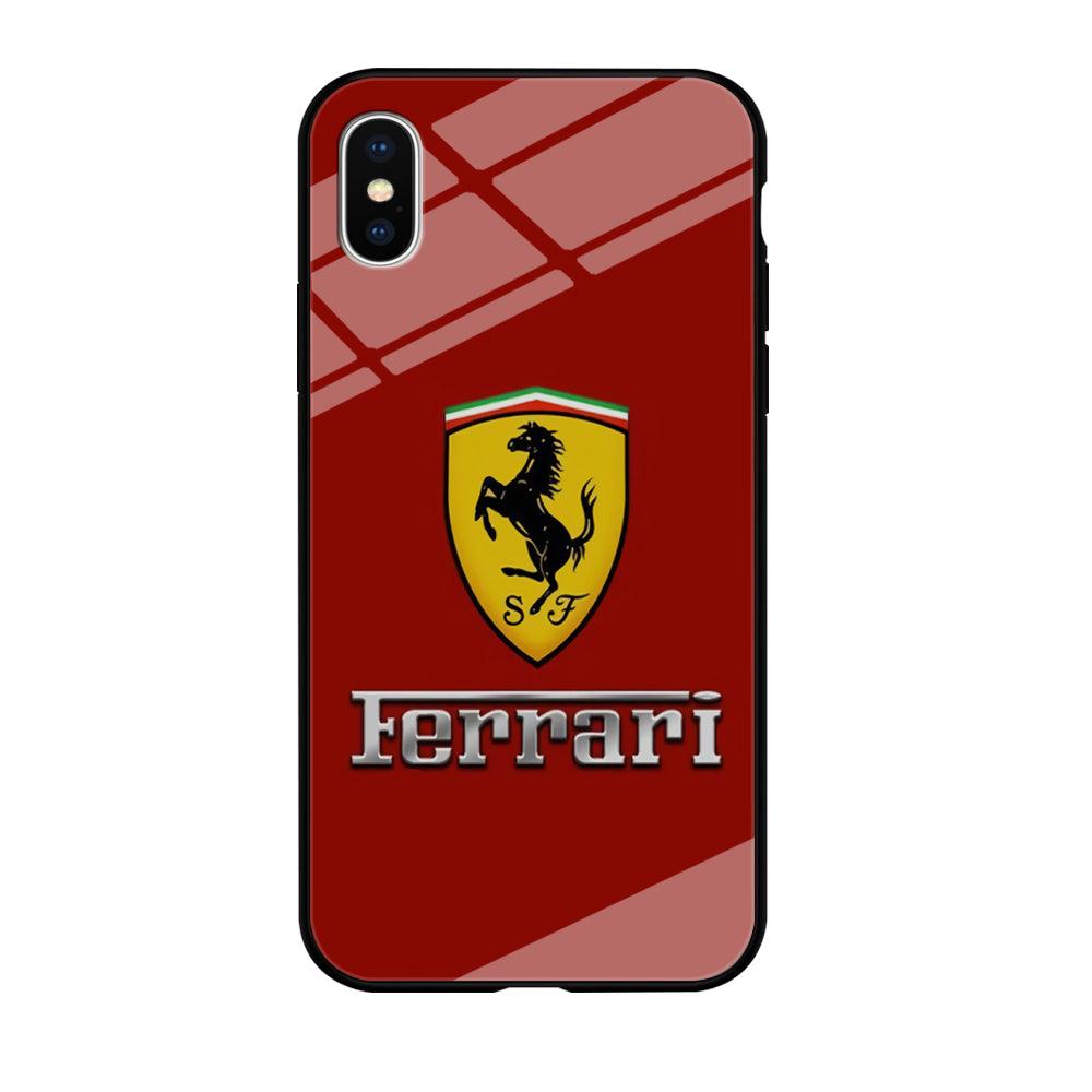Ferrari Logo Red 001 iPhone X Case-Tempered Glass Case-Xtracase