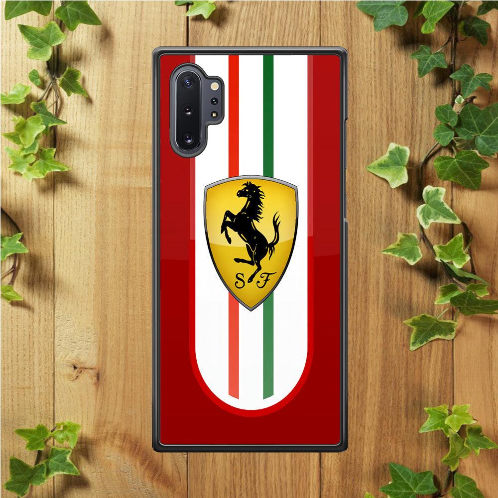 Ferrari Logo Red 002 Samsung Galaxy Note 10 Plus Case-Rubber / White (2D Case)-Xtracase