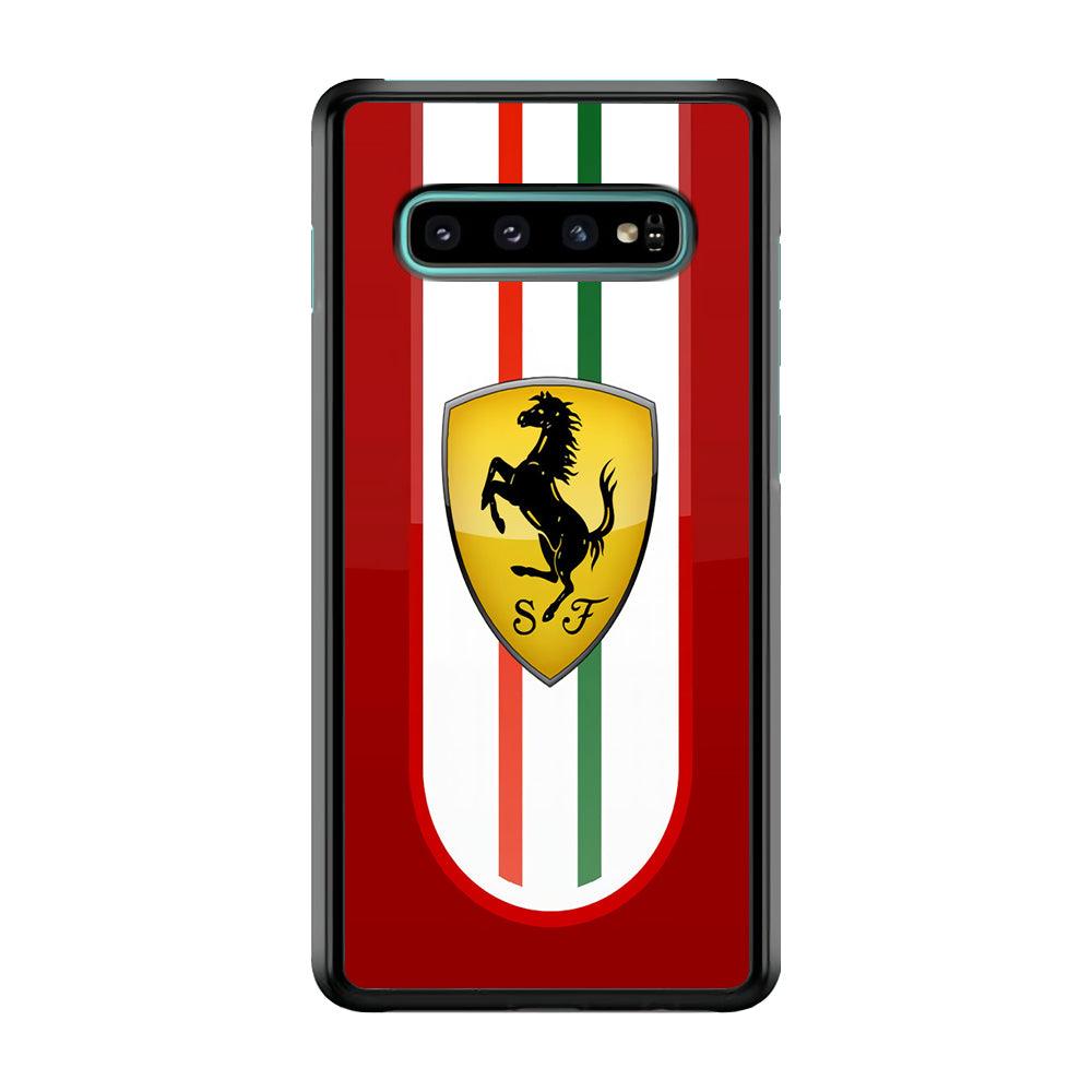 Ferrari Logo Red 002 Samsung Galaxy S10 Case-Plastic / Full Wrap (3D Case)-Xtracase