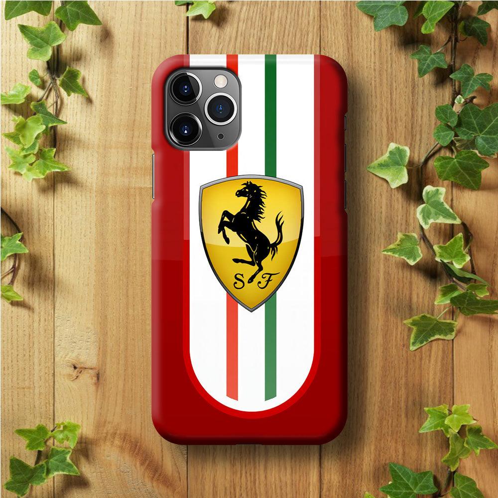 Ferrari Logo Red 002 iPhone 11 Pro Max Case-Plastic / Full Wrap (3D Case)-Xtracase