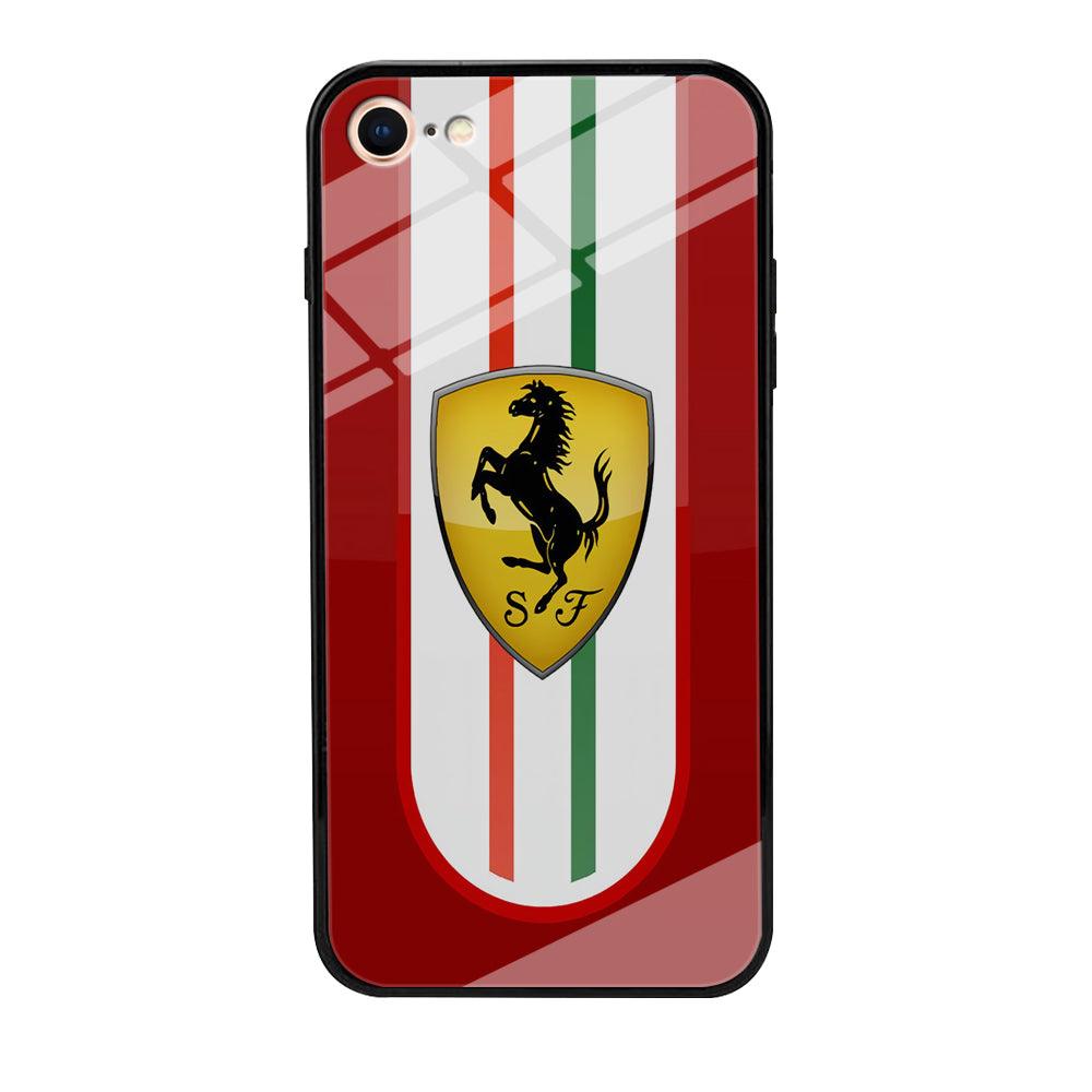 Ferrari Logo Red 002 iPhone 7 Case-Tempered Glass Case-Xtracase