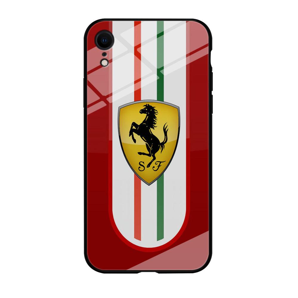 Ferrari Logo Red 002 iPhone XR Case-Tempered Glass Case-Xtracase