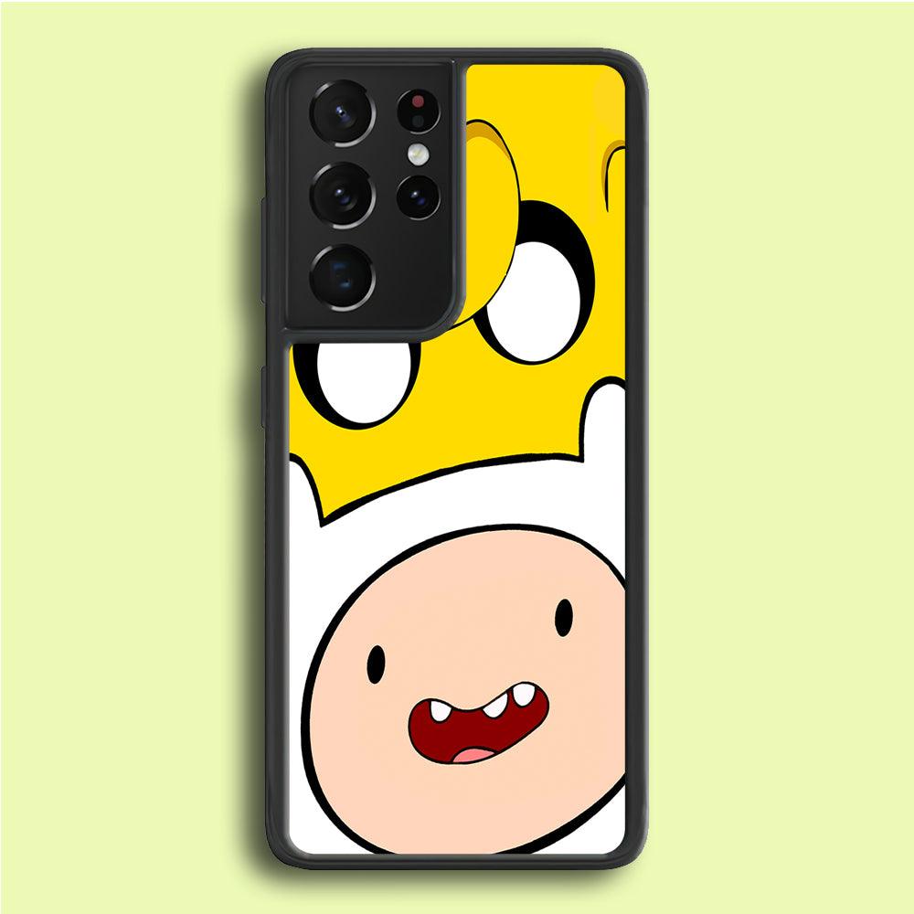 Finn and Jake Adventure Time Samsung Galaxy S21 Ultra Case-Rubber / White (2D Case)-Xtracase