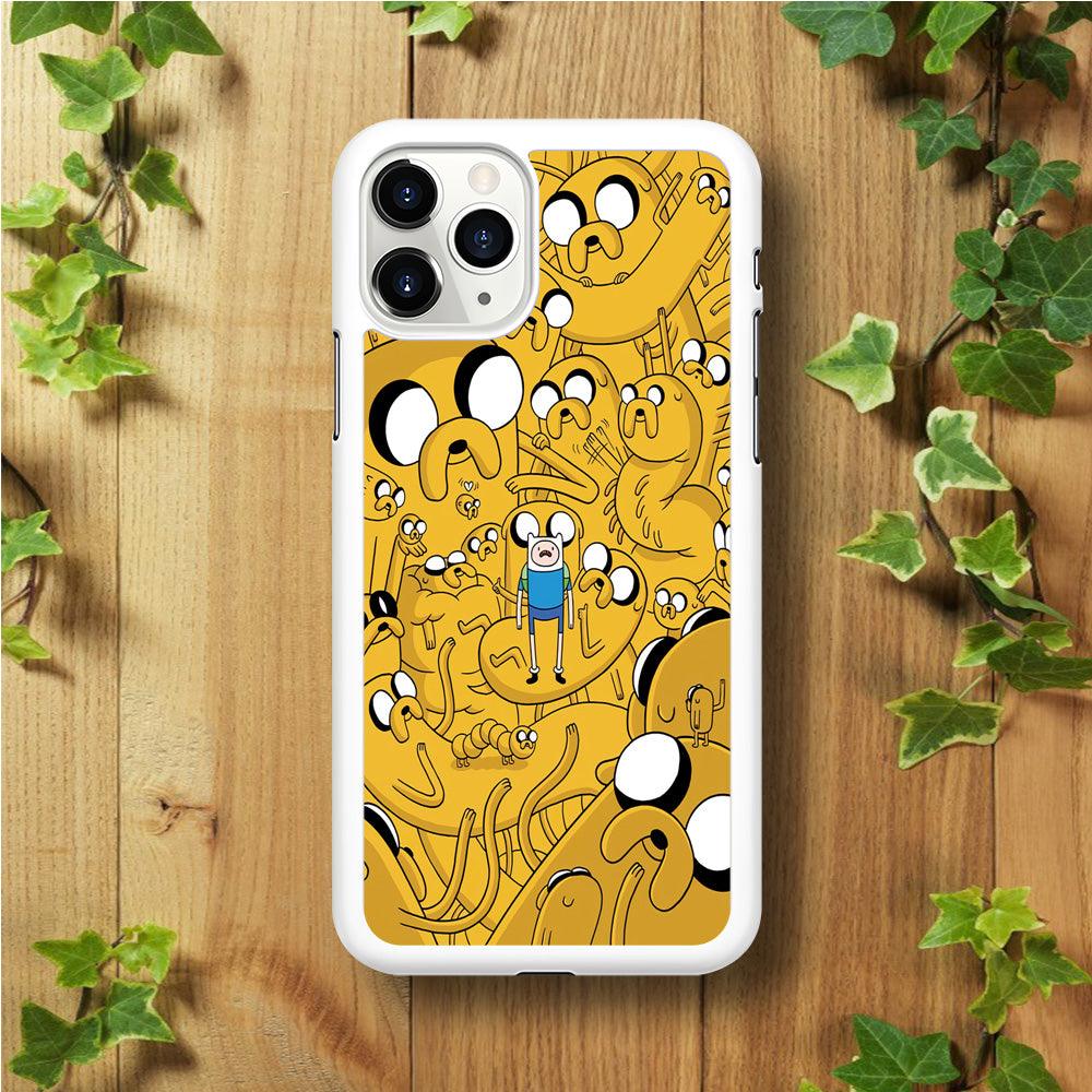 Finn and Jake Doodle iPhone 11 Pro Case-Rubber / White (2D Case)-Xtracase