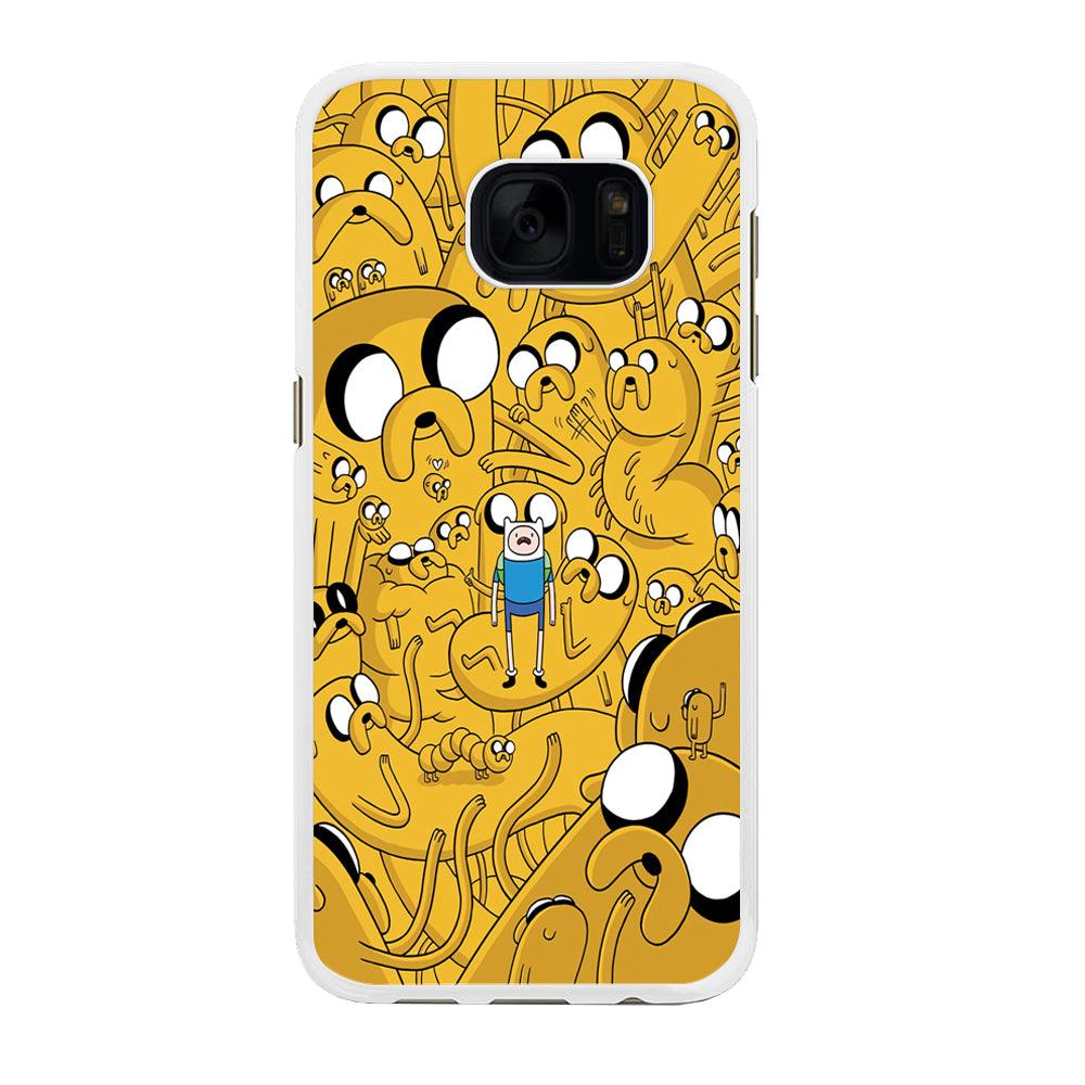 Finn and Jake Doodle Samsung Galaxy S7 Edge Case-Rubber / White (2D Case)-Xtracase