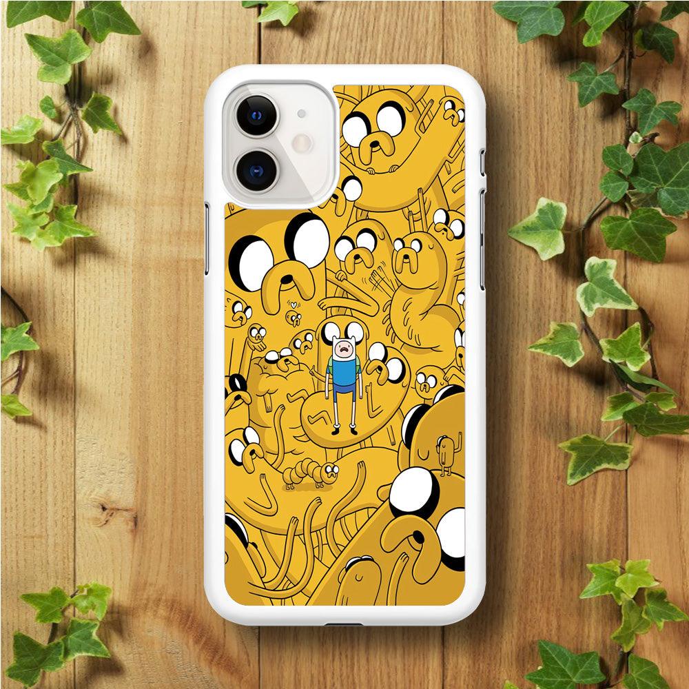 Finn and Jake Doodle iPhone 11 Case-Rubber / White (2D Case)-Xtracase