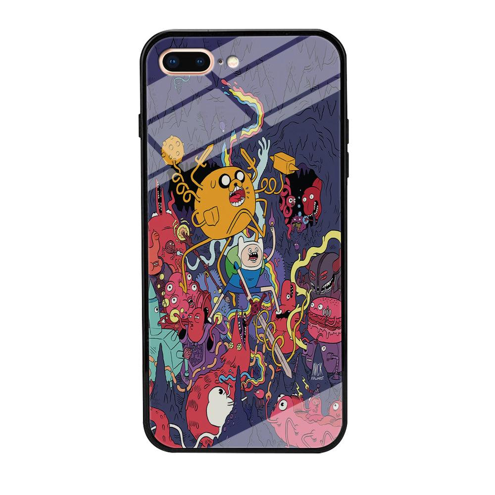 Finn and Jake Fights Monsters iPhone 8 Plus Case-Tempered Glass Case-Xtracase