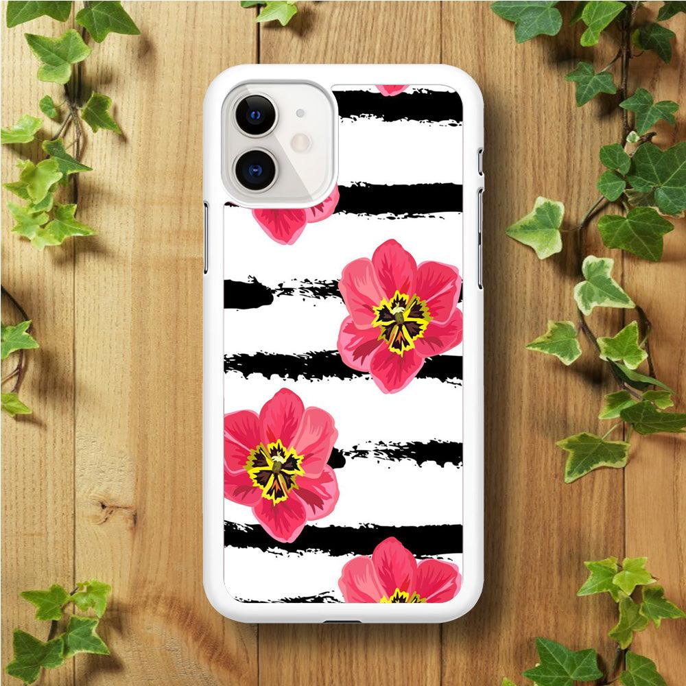 Flower Painting Streak iPhone 11 Case-Rubber / White (2D Case)-Xtracase