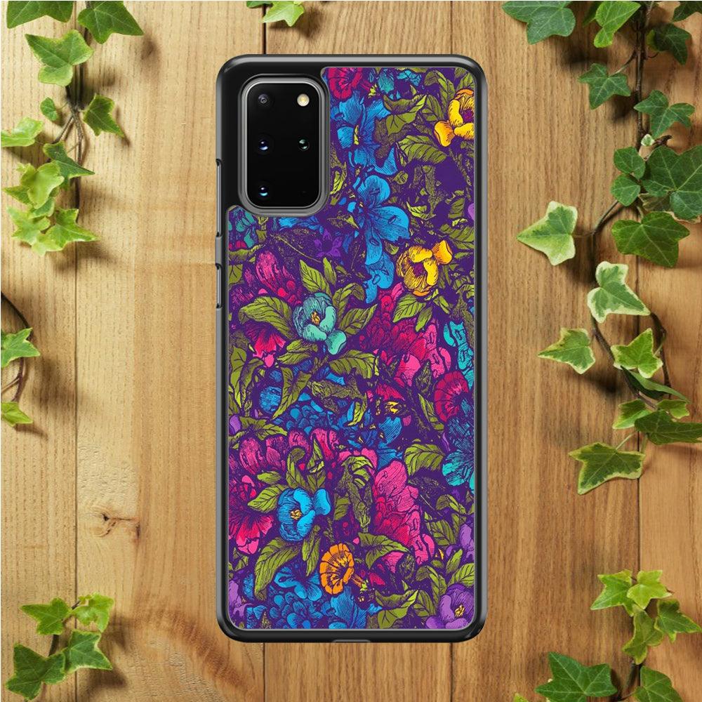 Flower Pattern 005 Samsung Galaxy S20 Plus Case-Rubber / Black (2D Case)-Xtracase