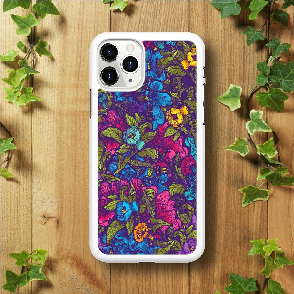 Flower Pattern 005 iPhone 11 Pro Max Case-Rubber / White (2D Case)-Xtracase
