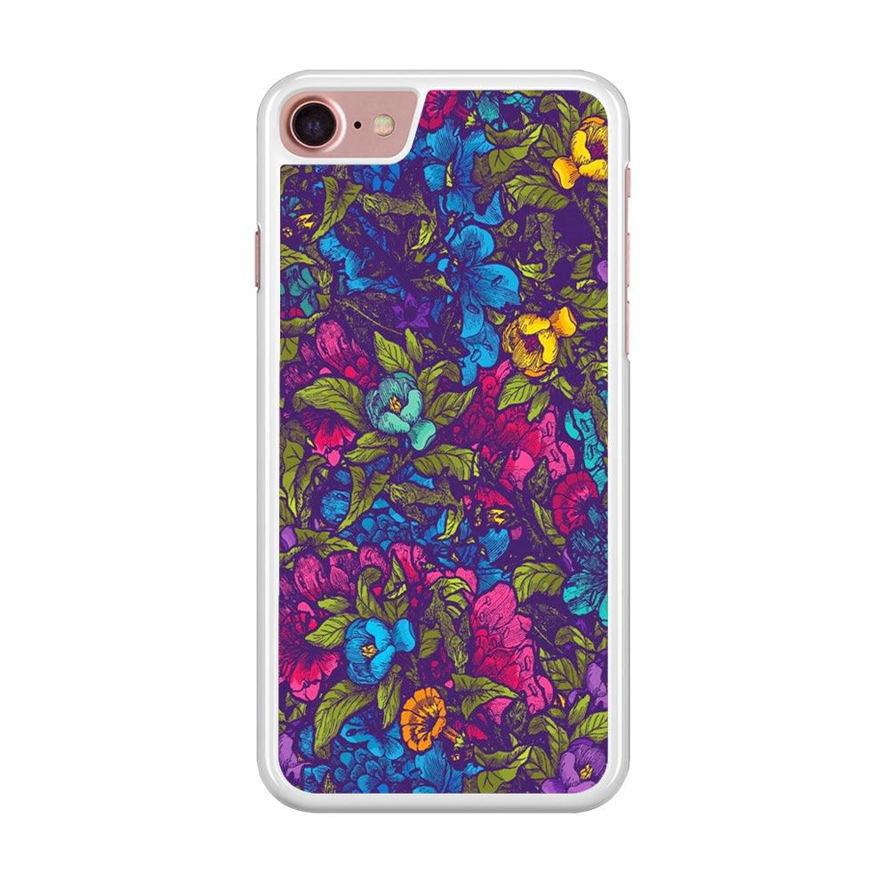 Flower Pattern 005 iPhone 7 Case-Rubber / White (2D Case)-Xtracase