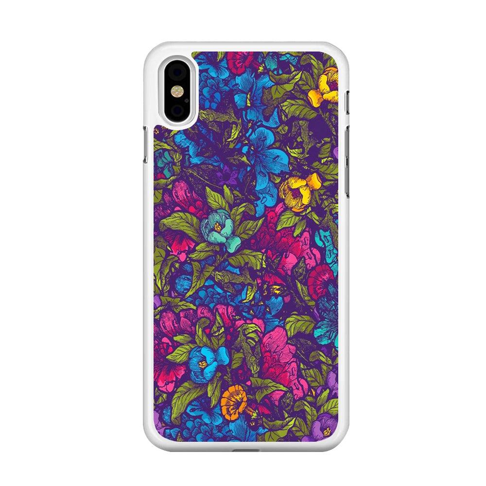 Flower Pattern 005 iPhone Xs Case-Rubber / White (2D Case)-Xtracase