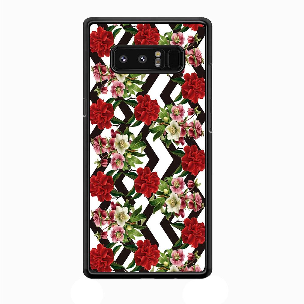 Flowers Zigzag Stripe Samsung Galaxy Note 8 Case-Plastic / Full Wrap (3D Case)-Xtracase