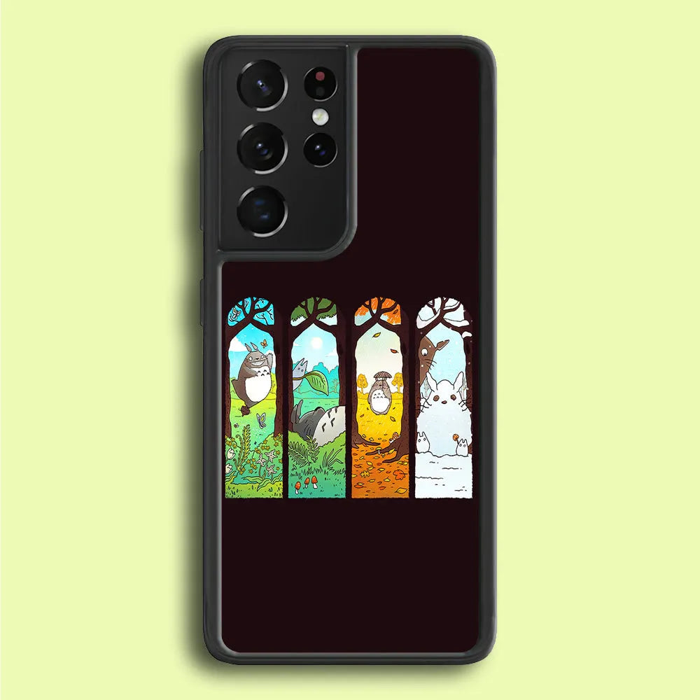 Ghibli Elemental Charms Brown Samsung Galaxy S21 Ultra Case-Rubber / Black (2D Case)-Xtracase