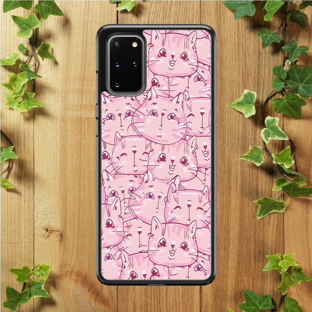 Girly Cute Face Cat Samsung Galaxy S20 Plus Case-Plastic / Full Wrap (3D Case)-Xtracase