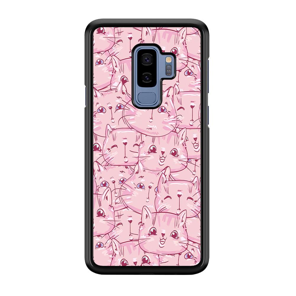 Girly Cute Face Cat Samsung Galaxy S9 Plus Case-Plastic / Full Wrap (3D Case)-Xtracase