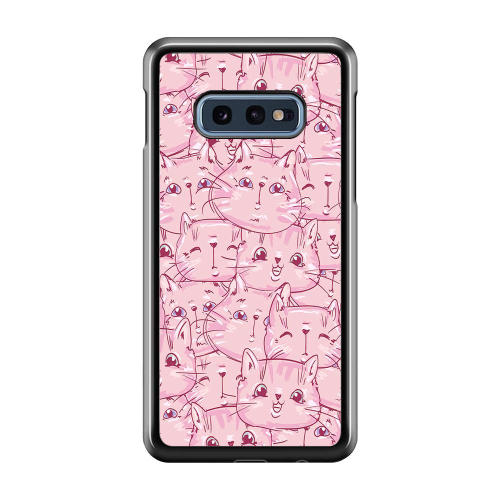 Girly Cute Face Cat Samsung Galaxy S10E Case-Plastic / Full Wrap (3D Case)-Xtracase