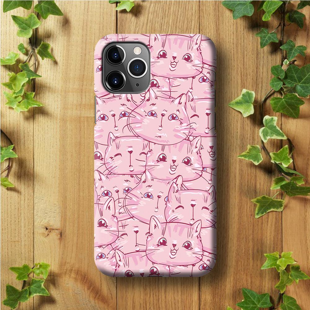 Girly Cute Face Cat iPhone 11 Pro Case-Plastic / Full Wrap (3D Case)-Xtracase