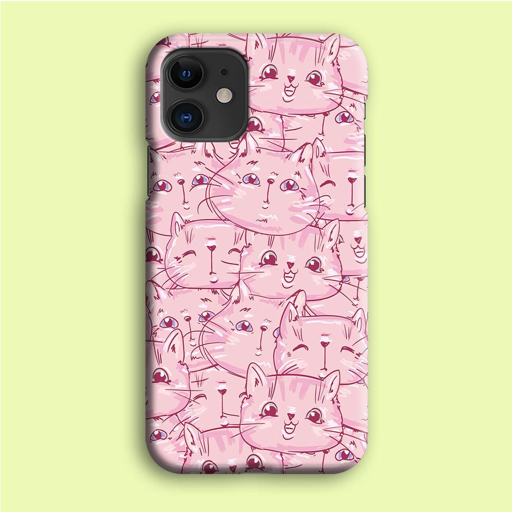 Girly Cute Face Cat iPhone 12 Mini Case-Plastic / Full Wrap (3D Case)-Xtracase