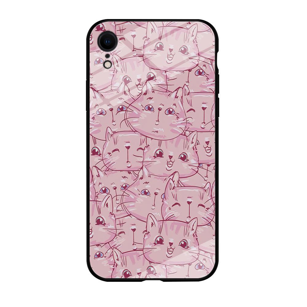 Girly Cute Face Cat iPhone XR Case-Tempered Glass Case-Xtracase
