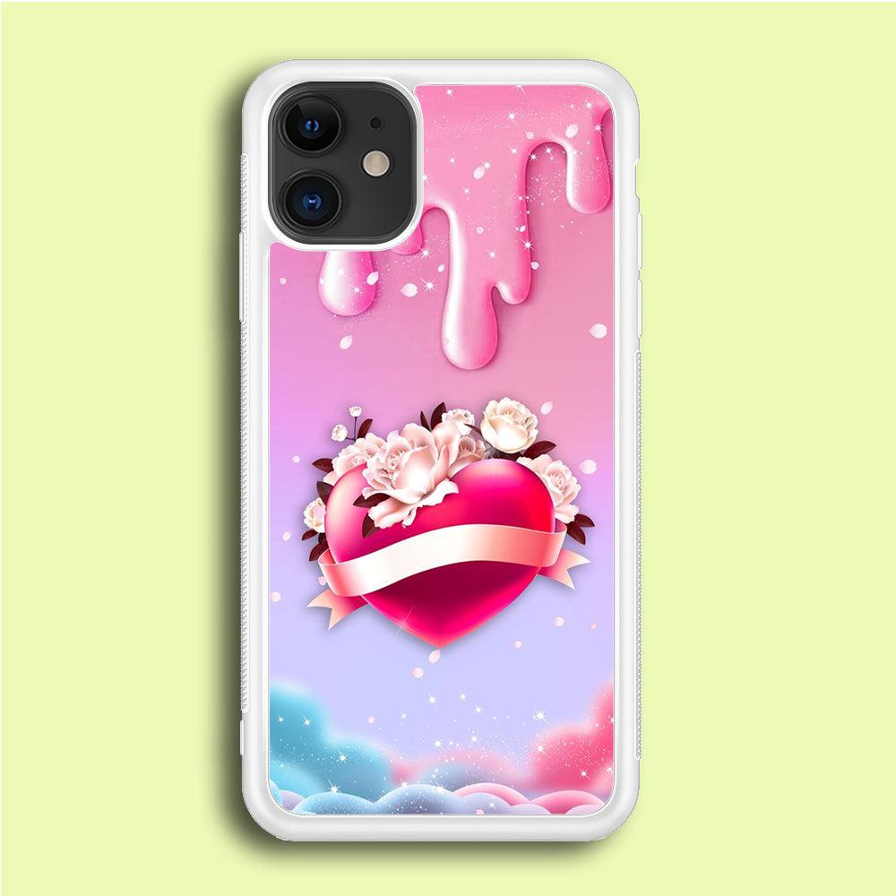 Girly Cute Love Roses iPhone 12 Mini Case-Rubber / White (2D Case)-Xtracase