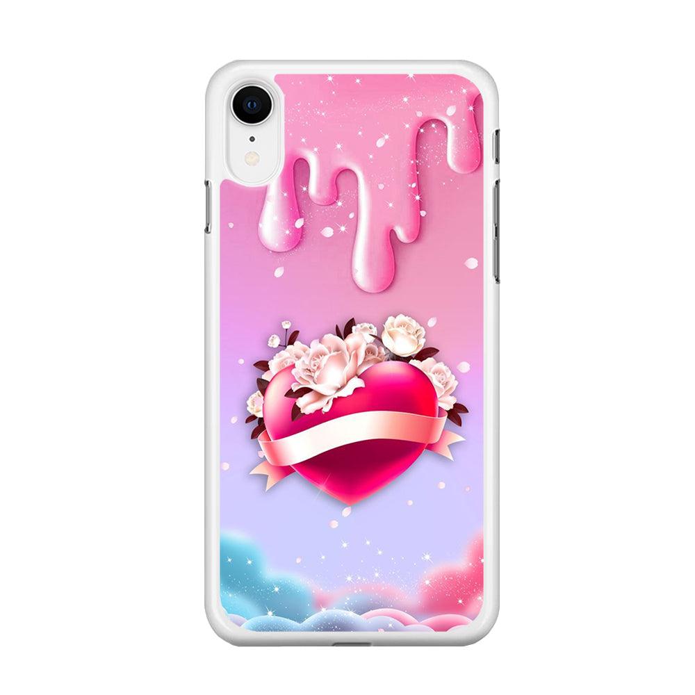 Girly Cute Love Roses iPhone XR Case-Rubber / White (2D Case)-Xtracase